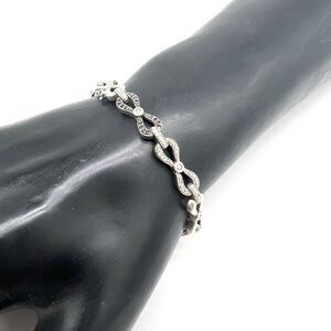 Black And White Infinity Chain Bracelet Silver 925 12.6 Grams